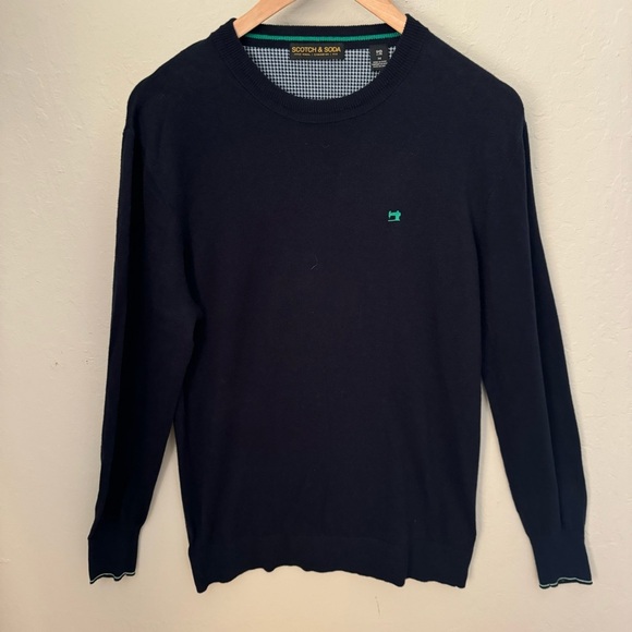 SCOTCH & SODA Classic Wool Cotton Blend Crewneck Sweater Blue Lightweight Size M - Picture 13 of 14